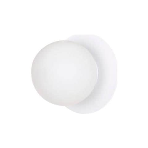 Applique 1 Luce Minerva In Acciaio Bianco E Sfera In Vetro Opalino - Foto 1