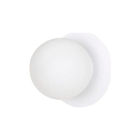 Applique 1 Luce Minerva In Acciaio Bianco E Sfera In Vetro Opalino - Foto 4