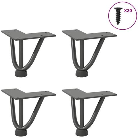 Gambe Tavolo A Forcina 4 Pz Antracite 10 Cm Acciaio Massiccio - Foto 1