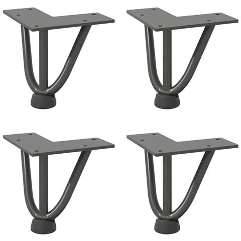 Gambe Tavolo A Forcina 4 Pz Antracite 10 Cm Acciaio Massiccio - Foto 2