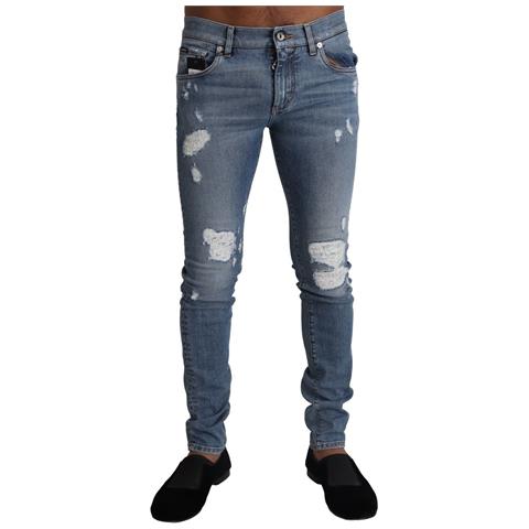 Jeans Skinny In Denim Di Cotone Strappato Azzurro - It44 - Xs - Foto 1