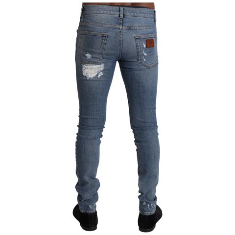 Jeans Skinny In Denim Di Cotone Strappato Azzurro - It44 - Xs - Foto 3