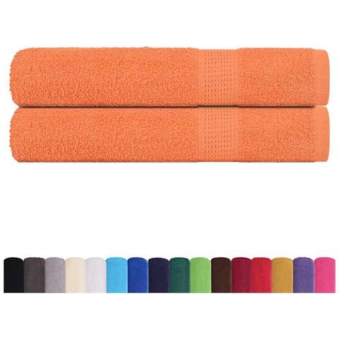 Asciugamani Sauna 2 Pz Arancioni 80x200cm 360g /m 100% Cotone - Foto 2