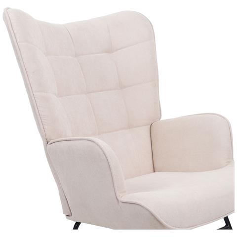 Sedia A Dondolo Scandinava Luna In Tessuto Beige Con Cuciture - Foto 2