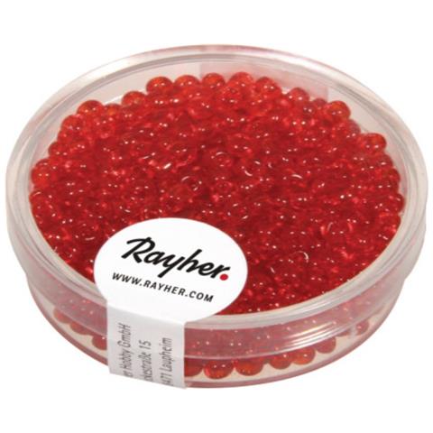 Rayher - 17 Grammi - Perline Rotonde In Vetro Trasparente Ø2,6mm - Colore Rosso - Foto 1