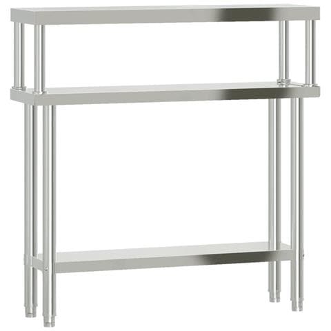 Tavolo Lavoro Cucina Con Ripiano 110x30x120 Cm Acciaio Inox - Foto 2