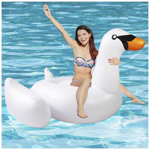 Materasso Gonfiabile A Forma Di Cigno. 150x150 Cm. 150x150x60cm. Colore Bianco - Foto 2