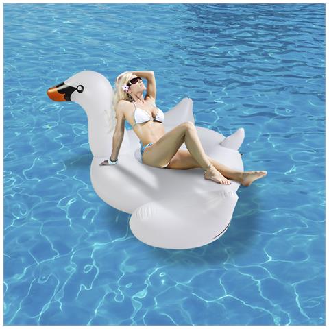 Materasso Gonfiabile A Forma Di Cigno. 150x150 Cm. 150x150x60cm. Colore Bianco - Foto 5