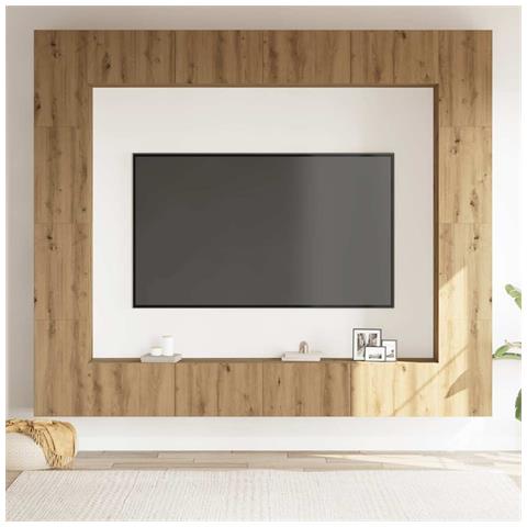 Set Mobile Tv 8 Pz Montato A Parete Rovere In Legno Multistrato - Foto 3