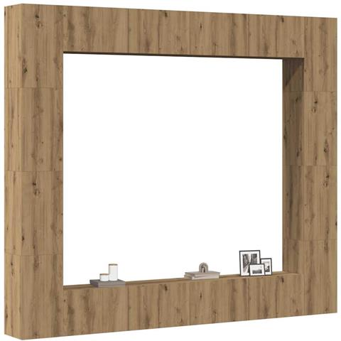 Set Mobile Tv 8 Pz Montato A Parete Rovere In Legno Multistrato - Foto 1