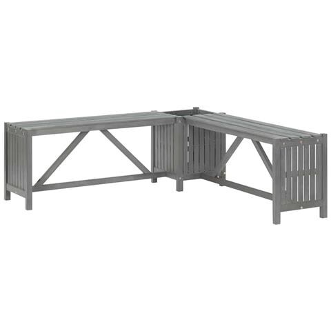 Panca Giardino Angolare E Fioriera 117cm Massello Acacia Grigia - Foto 1