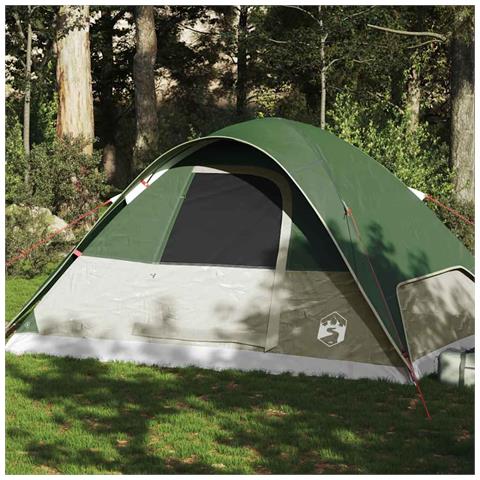Tenda da Campeggio a Cupola per 6 Persone Verde Impermeabile - Foto 1