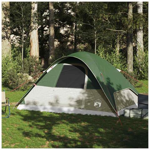 Tenda da Campeggio a Cupola per 6 Persone Verde Impermeabile - Foto 2
