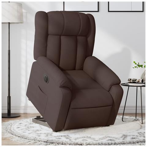 Poltrona Alzapersona Reclinante Elettrica Marrone Scuro Tessuto - Foto 2