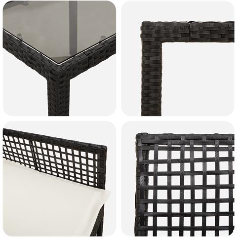Set da pranzo da giardino in 5 pezzi con cuscini in polyrattan nero - Foto 9