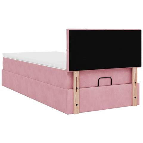 Struttura Letto Pouf con Materasso Rosa 100x200 cm Velluto - Foto 9