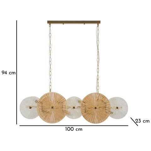 Lampada A Sospensione Mf917 - Marrone - Vetro - 100x23x28 Cm - Foto 8