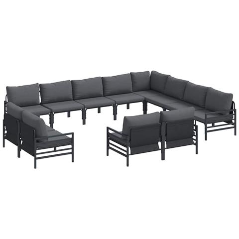 Set Divano da Giardino 12 pcs Antracite Acciaio - Foto 1