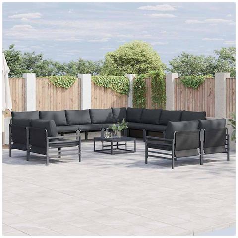 Set Divano da Giardino 12 pcs Antracite Acciaio - Foto 2