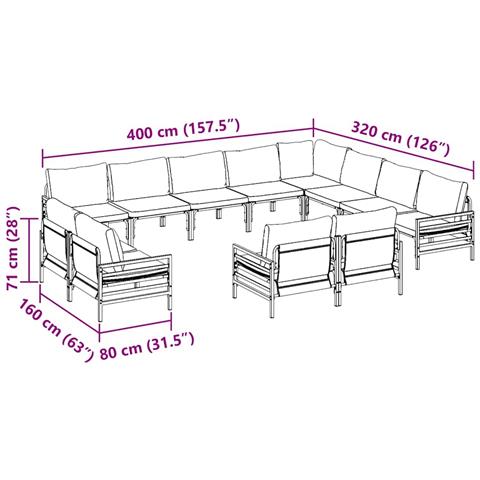 Set Divano da Giardino 12 pcs Antracite Acciaio - Foto 9