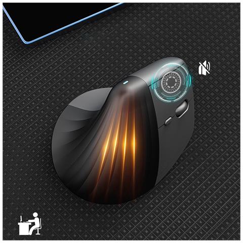 Mouse Ergonomico Bluetooth A Doppia Modalità Ricaricabile Con Dpi Regolabile Black - Foto 6