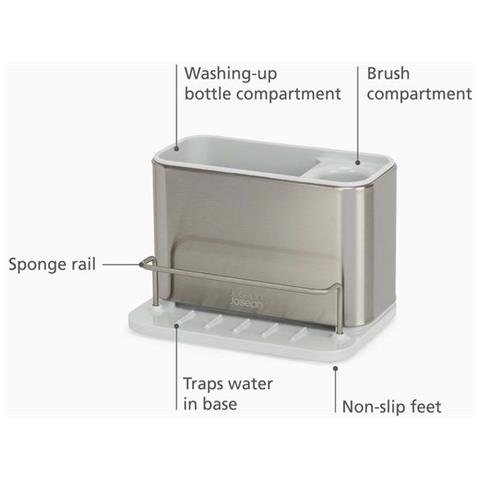 Scolaposate Surface Acciaio Inox Uso Principale Cucina Scomparti Divisi Sifone E Base Antiscivolo Colore Grigio - Foto 6