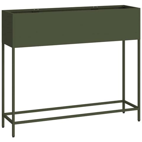 Vaso da Giardino Rialzato Oliver verde 100 x 26 x 82 cm Acciaio - Foto 1