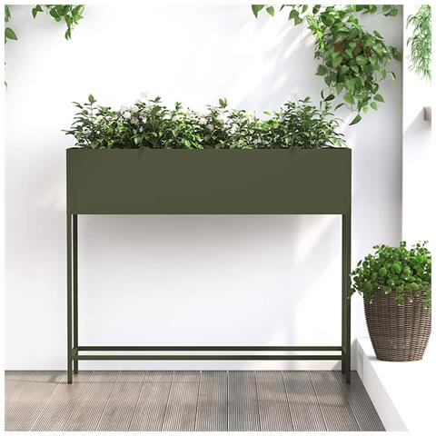 Vaso da Giardino Rialzato Oliver verde 100 x 26 x 82 cm Acciaio - Foto 2