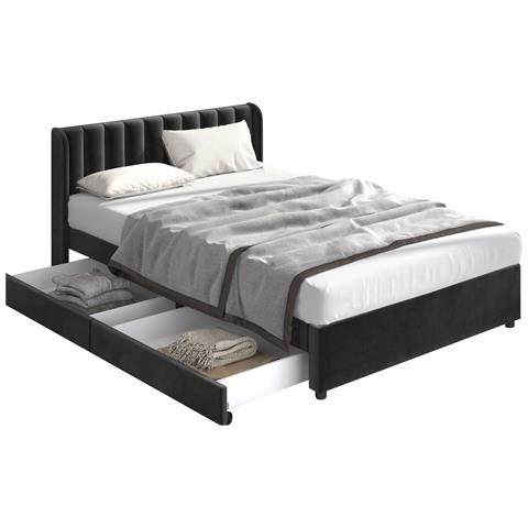 Letto Con Design Minimalista In Velluto Morbido - Foto 1