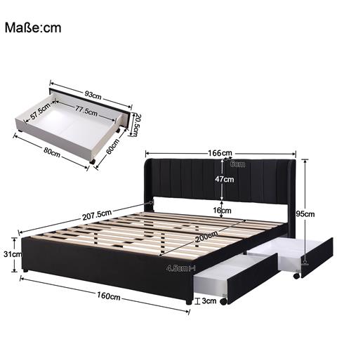Letto Con Design Minimalista In Velluto Morbido - Foto 2