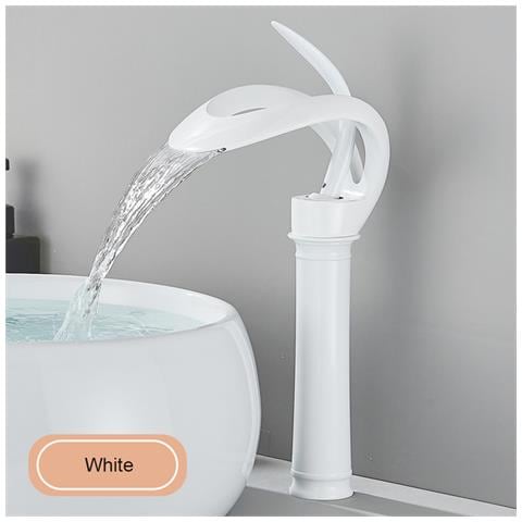 Rubinetto per lavabo da bagno, Blackswan, tipo M220, modello bianco con bocca a cascata e montaggio su piano, misura 34 cm - Foto 2