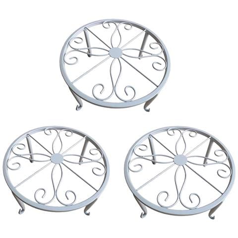 Set Di 3 Porta Piante A Un Livello In Stile Europeo - Supporto Per Vasi Di Fiori In Metallo White - Foto 1