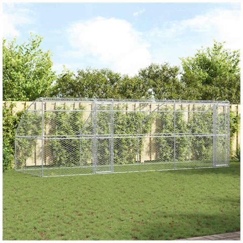 Cuccia per cani 3 pcs Argento 6 x 2 x 2 m Acciaio zincato - Foto 2