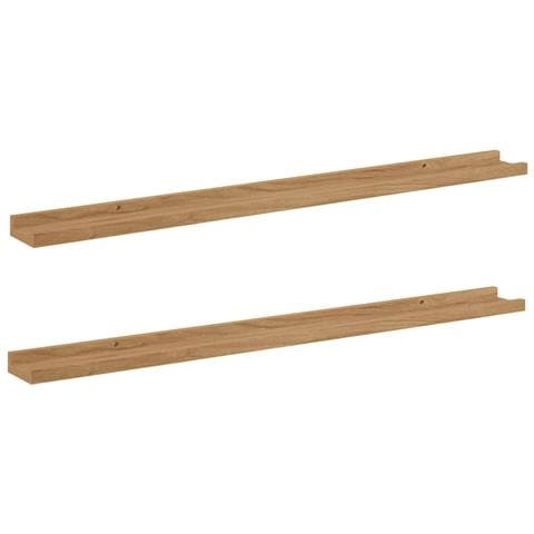 Scaffale da parete con lo scaffale 2 pcs Marrone 100 x 9 x 3 cm - Foto 1