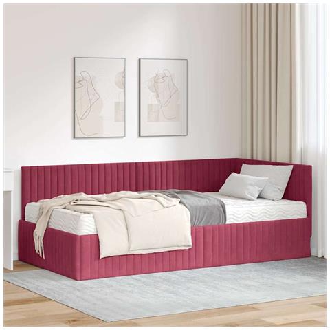 Struttura Letto Angolare con Materasso 2 pcs Verde Velluto - Foto 2