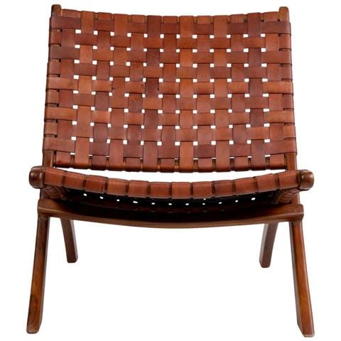 Poltrona Pieghevole Perugia-marrone-pelle-74x66x73 Cm - Foto 2