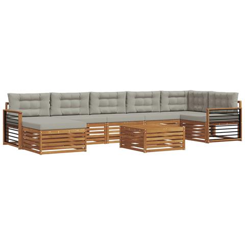 Set divani con cuscino 8 pcs Grigio Naturale e Chiaro - Foto 1