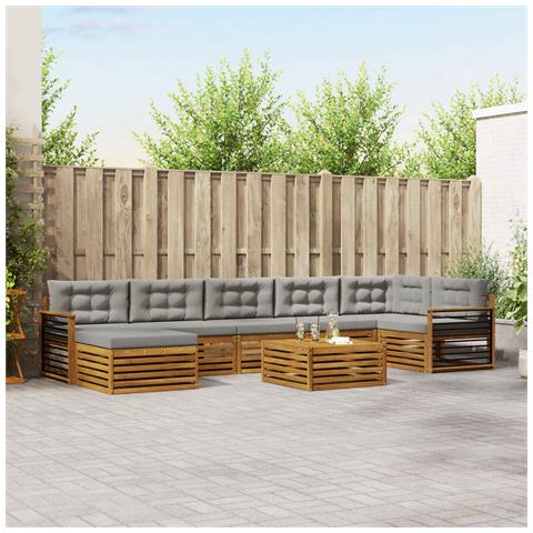 Set divani con cuscino 8 pcs Grigio Naturale e Chiaro - Foto 2