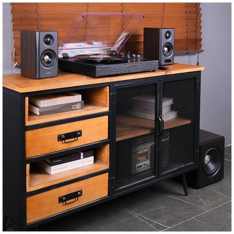 S355DB Sistema di diffusori Hi-Res 2.1 - 150 W RMS, wireless 5,8 GHz, triplo amplificatore DSP, finitura noce - Foto 2