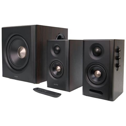 S355DB Sistema di diffusori Hi-Res 2.1 - 150 W RMS, wireless 5,8 GHz, triplo amplificatore DSP, finitura noce - Foto 1