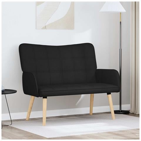 Sofa a Due Posti Nero 115 x 61 x 87 cm Tessuto - Foto 2