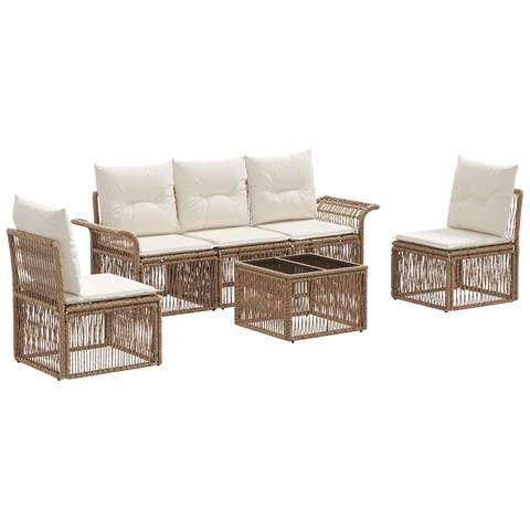 Set Divano da Giardino 6 pcs Beige polyrattan - Foto 1