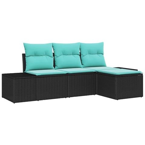 Set di divani 4 pz Nero [Sintetico]: Rattan in Polipropilene - Foto 1