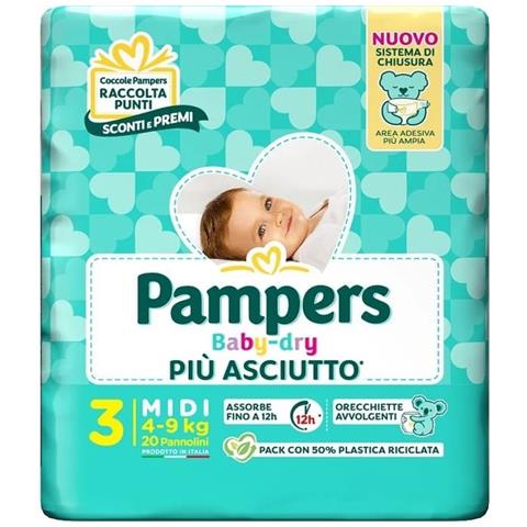 Pampers Baby Dry Pannolino Downcount Midi 20 Pezzi - Foto 1