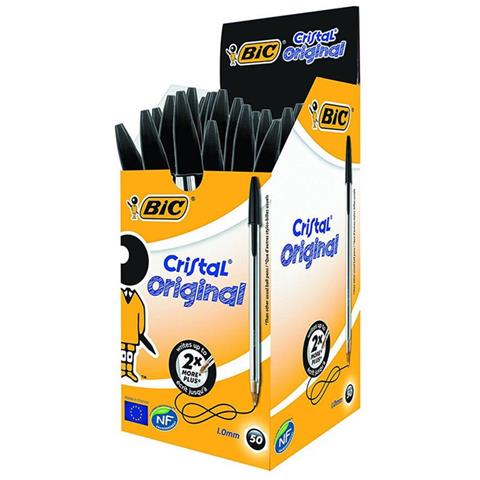 50 Penne A Sfera Cristal Original Inchiostro Nero Medium Punta 1 Mm 1 Box - Foto 1