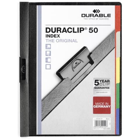 Cartellina Duraclip 50 Index Cinque Divisori Colorati 5 Mm A4 Nero - Foto 2