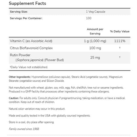 Vitamin C-1000, Con 100mg Bioflavonoidi - 250 Caps - Foto 3