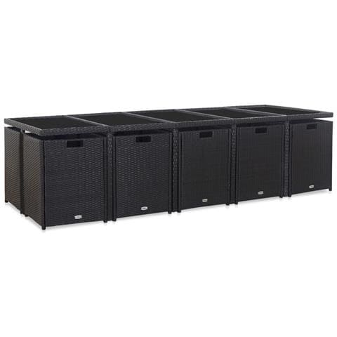 Set Da Pranzo Da Giardino 15 Pz Con Cuscini In Polyrattan Nero - Foto 2