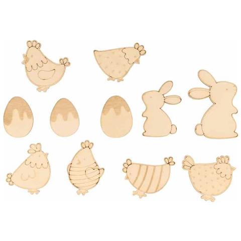 28 Mini Sagome Di Legno Per Decorare 2 Mm - Pasqua - Foto 1