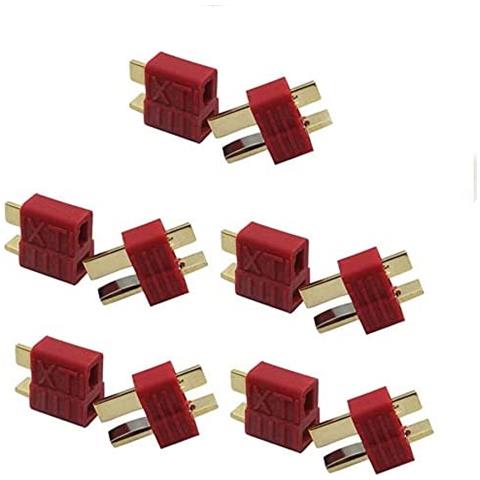 5 Paia T-plug M / f Adattatore Connettore A 2 Pin Oro In Colore Rosso - Foto 1
